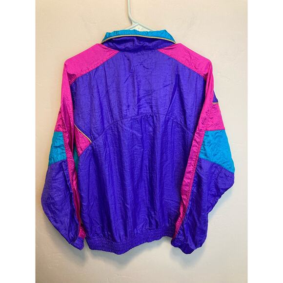 Vintage 80's Two Twenty Floral Embroidered Bright 80's Nylon Windbreaker Large - Picture 7 of 8
